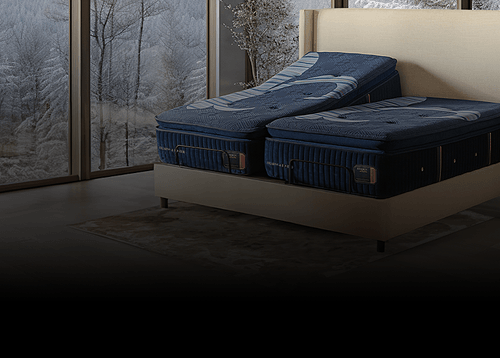 Two twin Stearns and Foster Mattresses in a styled room